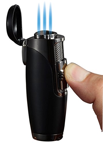 Personalized Triad Black Matte Triple Torch Flame Cigar Lighter Free Engraving #TOP2