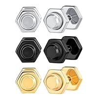 INFINIONLY Kreative Schraube Ohrringe Herren Edelstahl Piercing Ohrstecker Fashion Hantel Front-Back-Ohrringe für Teenager, 3 Paare Set