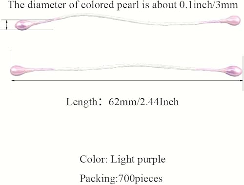 Miniatura 159 de HAHIYO 700 piezas de 0.118 in de perla amarilla de doble cabeza de estambres de flores Pistilo hecho a mano, flores artificiales para flore Amarillo