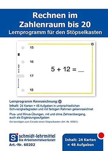 Schmidt-Lehrmittel „Rechnen +,- bis 20“ Lernprogramm f. Stöpselkasten | DIN A6 Cover