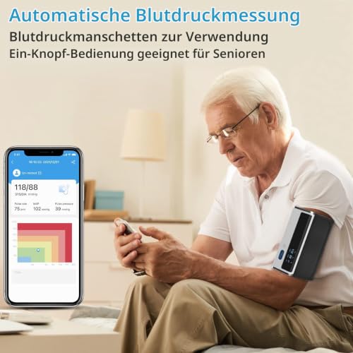 Armfit Bluetooth Blutdruckmessgerät Oberarm, Blutdruck Maschinen für den Heimgebrauch mit großen...