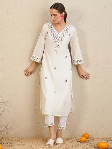Image of INDO ERA Women Pure Cotton Kurta Set with Dupatta | Festive Suit Set, 6720