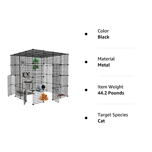 Eiiel Large Cat Cage Enclosure Indoor Cat Playpen Metal Wire 4-Tier Kennels Crate Ideal For 1-4 Cats, 55L X 55W X 55H Inch Black Without Platforms #TOP6