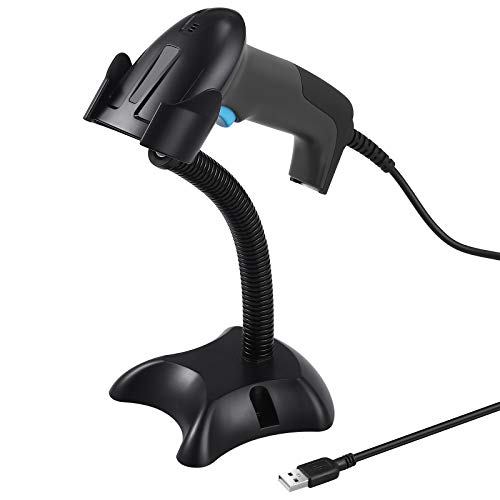 Neoteck 2D Scanner de Code à Barres avec Support USB Câblé Douchette USB Laser Code Barre Scanner 1D 2D PDF417 QR Scan Automatique Rapide Précis pour Ordinateur Mobile