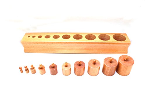 edu fun 91106 Montessori Zylinderblöcke Holz Zylinder pädagogisches Lernspielzeug ab 3 Jahre Durchmesser gleich und Höhe unterschiedlich Holzspielzeug Massivholz (Variante 1) Cover