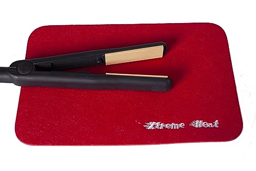 Tappetino di sicurezza piatto color ciliegia con protezione dal calore estremo per piastre e pinze per capelli GHD ecc