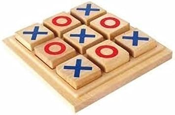 TB Marketing Classic Tic Tac Toe Wooden Game - Zero and Cross, XOXO Strategy Toy for Kids