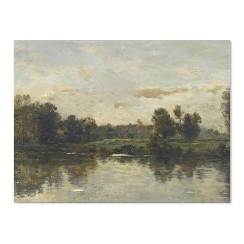CAXIYSH Nature Scenery Forest Poster Rustic River Landscape Wall Art Cottage Core Canvas Oil Painting for Countryside Apartment Wall Decor 12X16 inch Unframed