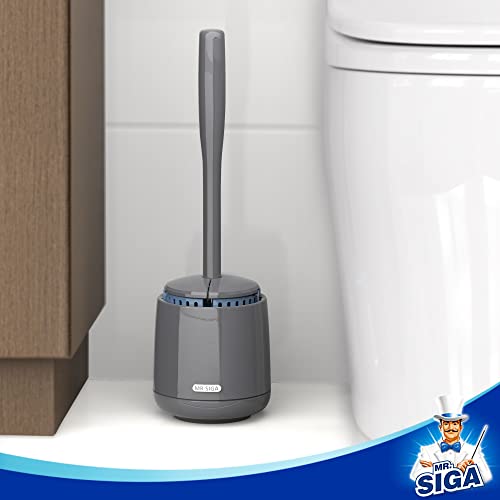 Image of MR.SIGA Toilet Bowl Brush and Holder, Sturdy Long Handle, Gray, 1 Pack