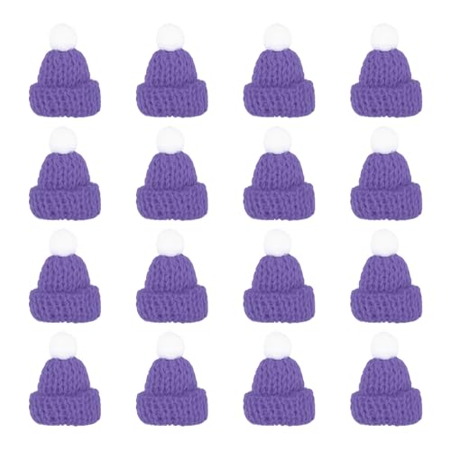 PATIKIL Mini Christmas Knit Hats Purple 16Pcs