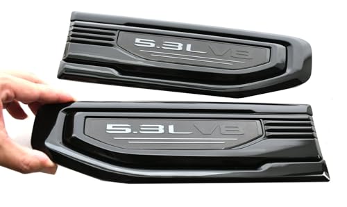 Image of Pair New 5.3L V8 Vent Emblems Kit 3D Driver Passenger Side Badge Compatible with 2019-2026 GMC Sierra GM 85160715 86532094 (5.3L V8-Black Grey)