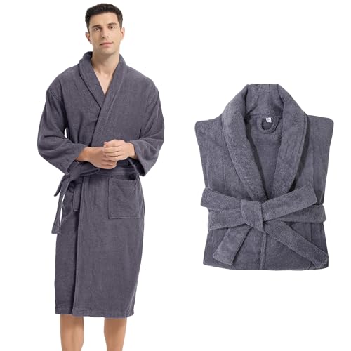 Classic Towels Bathrobe for men,Luxury Hotel Bathrobe,Cotton Terry Cloth Robe,Long Unisex Thick Plush Robe