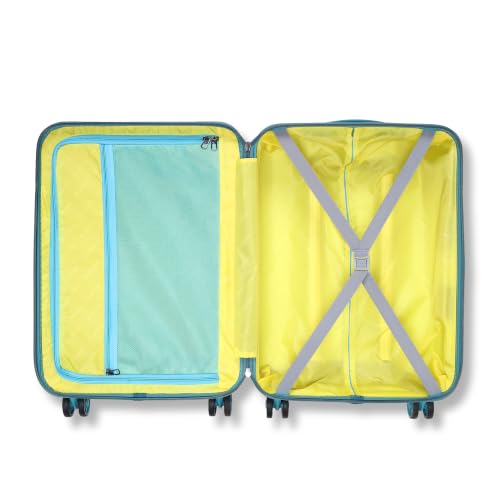 Image of NOVEX Original Disney Princess Hard Sided Polycarbonate Kids Trolley Bag for Travel | Turquoise Blue, 22 - Inch | Spinner Luggage /Suitcase with 4 Wheels | Unique Bags for Cute Girls Kid