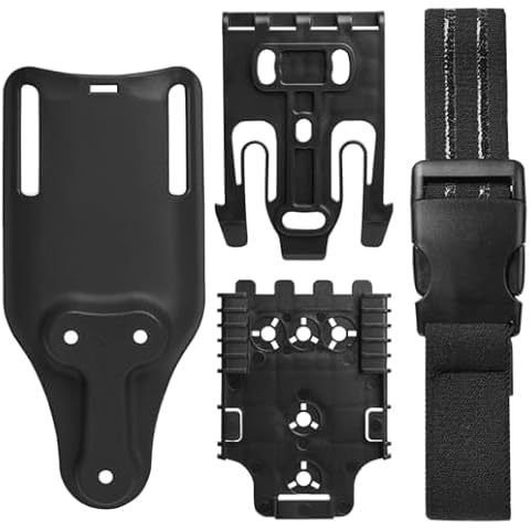 Quick Locking System Kit Included QLS Fork and Plate with Thigh Elastic Strap Low-Ride UBL Universal Belt Loop for Duty Belt Holster Cover