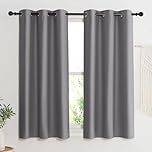 NICETOWN Blackout Curtain Blind for Bedroom, Single Panel, W42 x L45 inches, Grey/Gray, Thermal Insulated Grommet Blackout Room Darkening Drape/Drapery