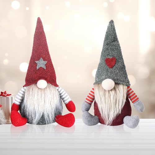 YOOSI Gnomo Natal, 2 peças adorável gnomo de Natal de peluche artesanal, boneco de elfo de Pai Natal, por chaminés escritório festa decoração