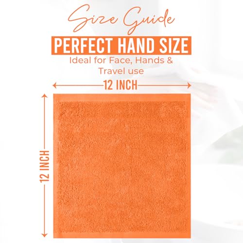 Image of DAN RIVER 24 Pack Wash Cloths for Showering [12x12] - 100% Cotton Washcloths Premium Quality Flannel Face Cloths for Bathroom, Highly Absorbent and Soft Feel Wash Clothes, Orange