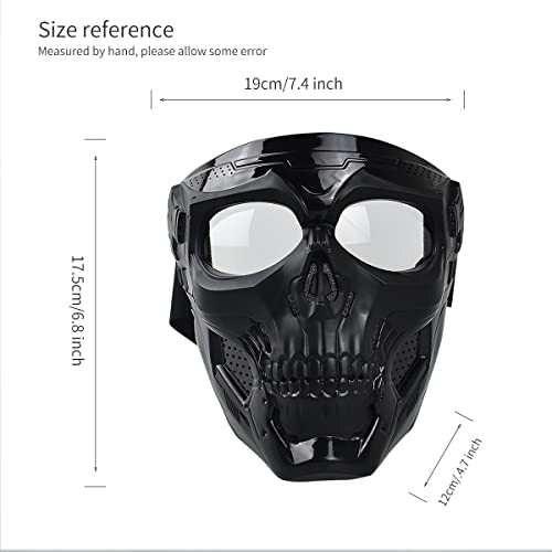 Motorcycle Goggles Mask Skull Airsoft Mask Skeleton Army Fans Tactical Mask For Halloween Paintball Game Movie Party (Black) #TOP1
