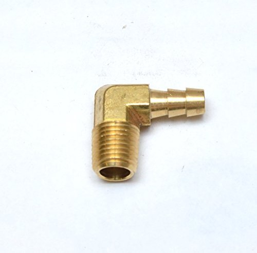 FASPARTS5/16" Hose ID / Hose Barb to 1/4" Male NPT MIP MPT 90 Degree L Right Angle Elbow Brass Fitting Fuel / Air / Water / Boat / Gas / Oil WOG