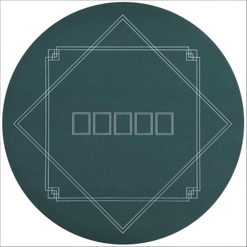 Round Poker Table Mat, Dark Green, 23.6 Inch Diameter, Rubber Material, Felt Surface, Water-Resistant, Anti-Slip, Portable with Carry Bag, 4 Player Card Game Mat