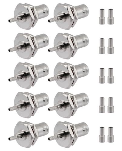 Vecys 10 PCS BNC Connectors 50 Ohm BNC Female Crimp Connector for RG316 RG174 RF Coax Cable, Gold, BNC Female for RG174/RG316 - Image 2
