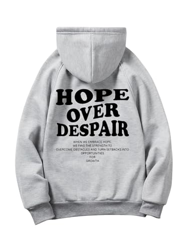 Verdusa Men's Letter Graphic Hoodie Sweatshirts Long Sleeve Pullover Top with Kangaroo Pocket