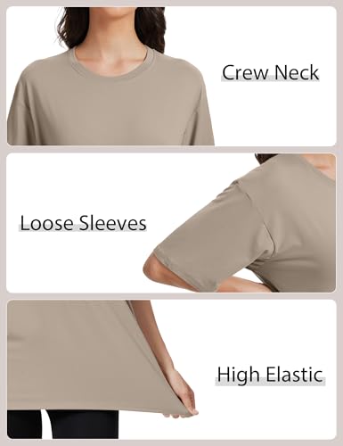 1/5 Pack Womens Oversized T Shirts Crew Neck Loose Fit Short Sleeve Tshirts Summer Workout Plus Size Tee Tops4
