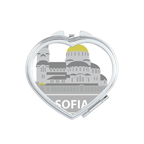 Miroir de poche Sofia Bulgarie gris motif coeur le petit cadeau souvenir mignon idéal