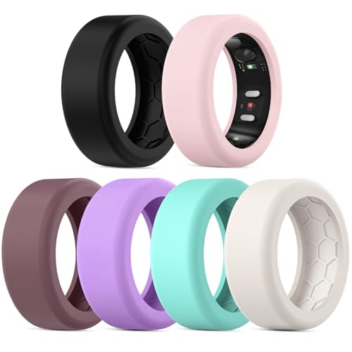 Snyeest 6PC Cover Compatible with RingConn Gen 3/Gen 2/Gen 2 Air/Gen 1 Protector,Anti-Slip Design,Silicone Case Finger Wrapper Woking Out Women Men-Multicolors-S for 6/7/8/9/10 by Snyeest - Used condition - US$8.07