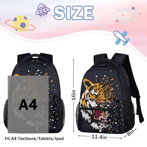 Kids Backpacks for Boys Girls - 16 Inch Tiger Schoolbag Lightweight Waterproof Book Bag for Preschool, Kindergarten, Elementary Back to School Children2