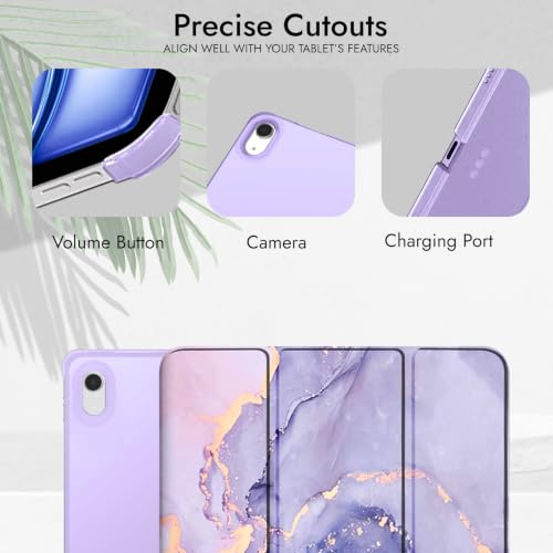 Image of Robustrion Cover for iPad Air 11 inch Cover M4 / M3 / M2 / Air 4th 5th Gen Generation with Translucent Back for iPad Air 11 inch M4 M3 M2 /Air 4 5 10.9 inch - Marble Lilac