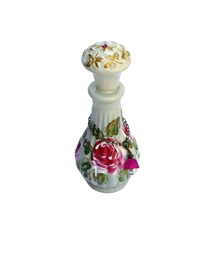 Elegant Hand-Painted Rose Glass Perfume Bottle with Dauber – Romantic Victorian Decor for Vanity and Gift Giving - Image 7
