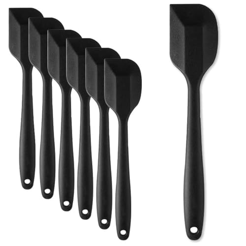 KAKAMINA 8 Pieces Silicone Spatula, 8.5 inch Non-stick Spatulas with Stainless Steel Core,Heat Resistant-500℉, Food Grade Silicone, Dishwasher Safe, for Mixing,Cooking,Baking (Black)