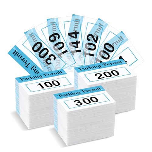 Image of Clabby 300 Pcs 2x3 Inch Parking Permit Stickers Static Window Stickers with Front Adhesive, Car Windshield Decals Numbered (Numbered 001-300,Blue)