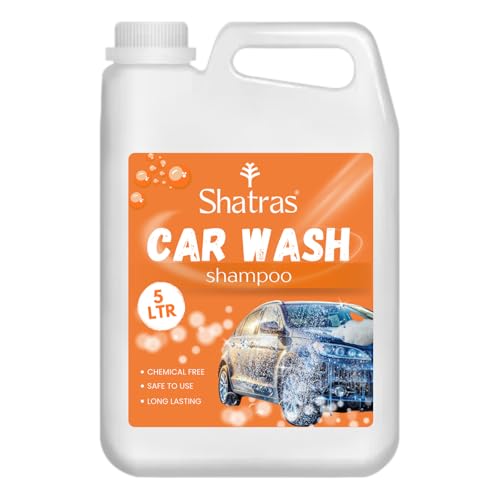 Image of Shatras Car Wash Shampoo - High Foam Car Cleaning Liquid | pH Neutral Formula | Scratch-Free Wash | Deep Cleaning & Extra Shine | Suitable for All Vehicles - 5L (ORANGE)