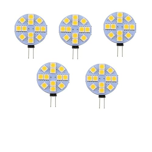 eufeifeiegds G4 LED ���E���h�����W�t�[�h�d�� 12V SMD 5050 6/9/12/24 �{�[�g���C�g �z���C�g/�E�H�[���z���C�g �d�������v(Warm white 3000K,12 LEDs-2.4W-5 Pcs)