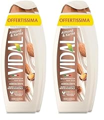 Vidal - Bagnoschiuma Almond & Karité, Formula Addolcente, con Olio di Mandorle e Burro di Karité, Dermatologicamente Testato, 2 Flaconi da 600ml (Confezione da 2)