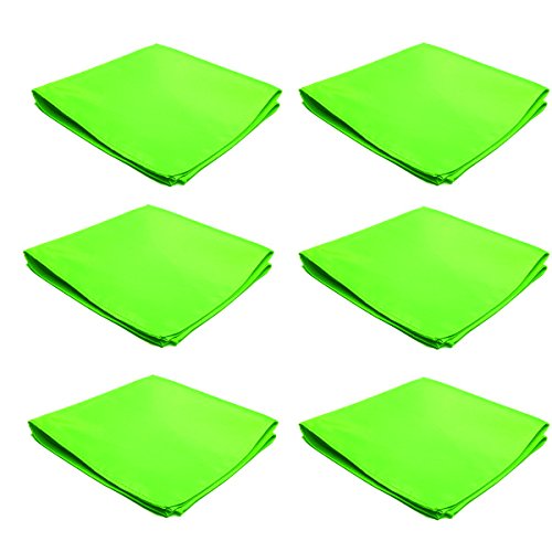 FOMANN Mens Pocket Squares Handkerchief 6 PK Wedding Party Solid Color Handkerchiefs, Lime Green, L