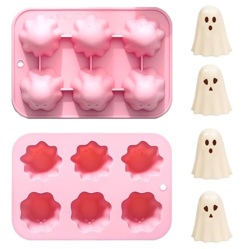 Ghost Silicone Mold 2Pcs Halloween Silicone Molds 3D Ghost Chocolate Candy Molds Halloween Theme Mould Ghost Baking Mold Chocolate Mould for Baking Cake Pudding Fondant Muffin Soap Candle Ice cubes