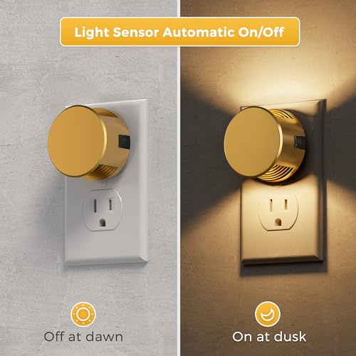 Image of L LOHAS LED Night Lights Plug into Wall, Plug in Night Light | Dusk to Dawn Sensor,Brightness Adjustable,3000K Warm White,Dimmable Gold Nightlight for Adults Hallway Bathroom