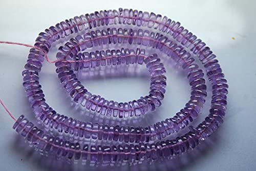 Améthyste rose naturelle : perles rondelles lisses de 5-6 mm sur un fil de 35 cm pour bijoux.