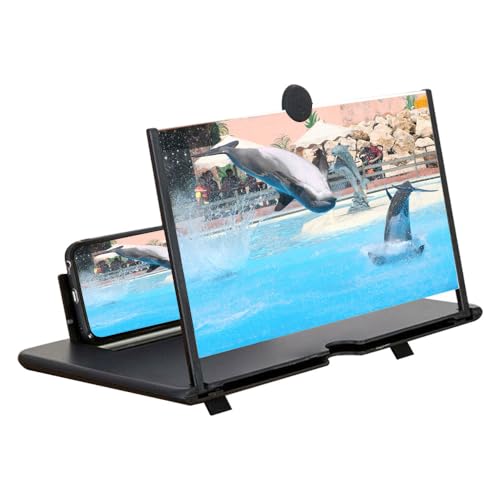 noter store スクリーンアンプ 14インチ 拡大鏡スタンド スマホ ゲーム 動画鑑賞 ミニシアター (ブラック) スタンド 大画面 折り畳み 拡大スクリーン 目の保護 疲労軽減 画面拡大 贈り物