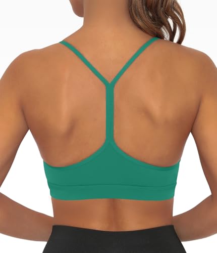 Image of Comper Y Back Sports Bra for Women Low Impact Racerback Workout Bras Sexy Thin Straps Yoga Bras with Removable Pads