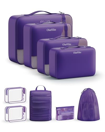 Image of OlarHike 9 Set Packing Cubes for Travel,Gifts for Women Mom,Anti-Tearing Suitcase Organizer,with Over 1000 pcs Mesh Holes,Vacation Essentials & Accessories for Cruise Ship