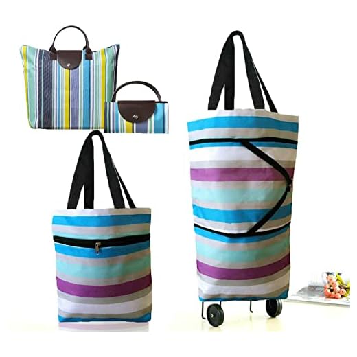 Foldable Shopping Bag with Wheels Collapsible Shopping Cart Shopping Trolley Bag on Wheels Collapsible Trolley Bags Reusable Grocery Bags Travel Bag (B0BVK6N5L1)