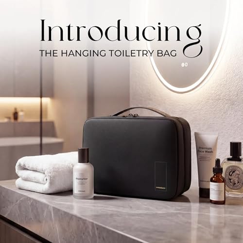 Image of Mokobara The Hanging Toiletry Bag | Unisex 3.8L Water-Resistant Travel Pouch & Cosmetic Organizer | Wash Bag with Metal Hook & Detachable Liquid Pouch | Money Moves | Black