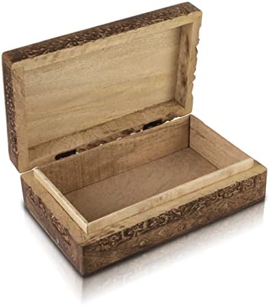 Handmade Decorative Wooden Jewellery Box Tree Of Life Carving Jewellery Organizer Keepsake Box Treasure Chest Trinket Holder Watch Box Storage Box