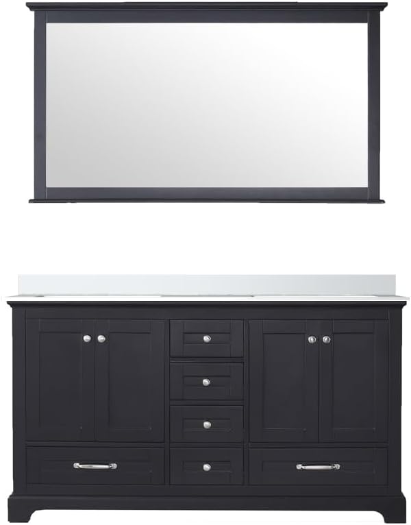 Dukes 60 in. W x 22 in. D Espresso Double Bath Vanity, Cultured Marble Top and 58 in. Mirror