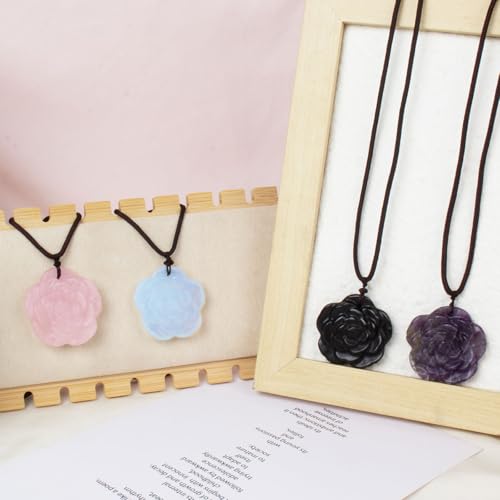 Collier avec pendentif fleur en cristal chaîne ajustable ras de cou - 5