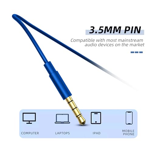 Image of MORMOQUE EP-06 Wired Earbuds in-Ear Earphones,Build-in Microphone Noise Isolating Headphones,3.5mm Jack 4.9ft Long Cord Ear Buds,HD Bass Audio,with 6 Ear Tips,for Smartphones /Laptop /Computer Etc-Blue